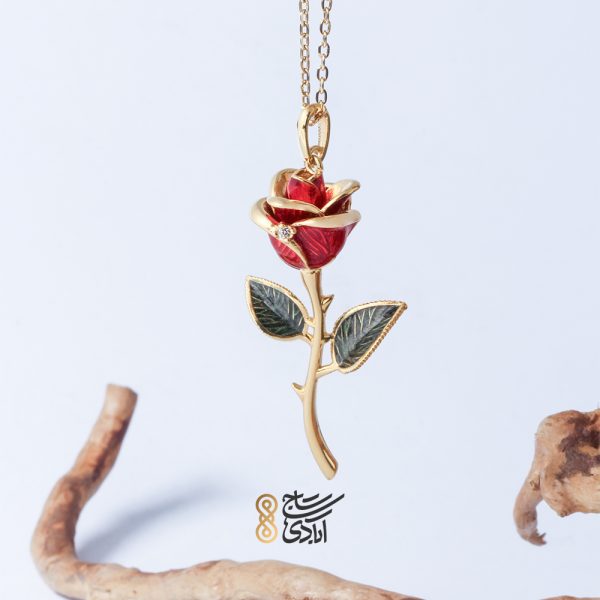 آویز طلا گل رز انارکی سایز 3